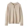 Suéter com Capuz Puro Caxemira Outono Inverno Nova Chegada Feminino Solto Camada Interna Tricô Camada Base com Capuz Manga Longa Estiloso