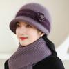 Gorro para personas de mediana edad y mayores, forro polar para exteriores, resistente al frío, tejido a la moda, gorro de lana cálido y sencillo, gorro de punto con pelo de conejo.