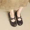 Zapatos de ballet, zapatos Mary Jane de punta redonda, tacón de cuña de 2 cm, zapatos pequeños de piel, elegantes y versátiles