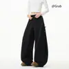 Diseño de corbata frontal estilo americano, pantalones largos acampanados de hip-hop de peso pesado de invierno unisex, pantalones anchos holgados retro