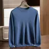 Suéter de Cachemira de Moda Lujo Ligero para Hombre Otoño e Invierno Cuello Redondo Prenda Base Exterior Jersey Ropa Casual de Negocios Manga Larga Suéter Cálido para Hombre