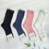 Meias Finas de Algodão com Bordas Franzidas, Meias de Seda Cristal para Mulheres, Meias Estilo Coreano Primavera e Verão Deusa Lolita Menina