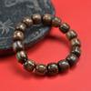 Cuero de tigre sándalo cuentas antiguas hombres y mujeres pulsera de mano cuentas de texto rosario sándalo joyería popular joyería de madera alrededor del dedo suave