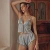 3089 Pijamas sexys de verano para mujer, camisón de seda helada, ropa de lujo ligera y pura para el hogar, traje de malla transparente con tirantes