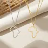 Collar con Colgante Mapa del Continente Africano Hueco Joyería Transfronteriza Versátil Simple Cadena para Clavícula África Tendencia Personalizada