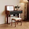 Penteadeira Estilo Vintage Francês Cômoda de Quarto Armário de Armazenamento de Madeira Maciça Mesa de Maquiagem Modelo Novo para Apartamento Pequeno Madeira de Freixo