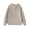 Mu Qiu Ropa de Hombre Estilo Old Money Jersey de Punto Trenzado Holgado para Hombre con Cuello en V Falso de Mezcla de Lana
