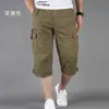 Calça Casual de Trabalho Esportiva para Caminhada ao Ar Livre de Verão Masculina, Três Quartos, Fashionável e Única com Múltiplos Bolsos