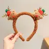 Chifres de Rena de Natal Transfronteiriços Decoração de Árvore Pequena Presilha de Cabelo de Natal Pelúcia Fofa Adereço de Cabeça para Festa de Feriado Acessórios de Cabelo para Meninas