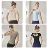Ropa de Yoga para Mujer 2026 Nuevo Estilo Camiseta de Manga Corta con Almohadillas en el Pecho para Deportes al Aire Libre Pilates Entrenamiento Ropa de Fitness Top