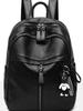Mochila para mujer, estilo coreano, moderna, de piel sintética suave, bolso de moda, mochila informal negra sencilla, bolso bandolera de un solo hombro para mujer.