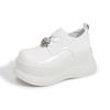 Mocasines de Estilo Británico para Mujer Nueva Moda Primavera 2026 Zapatos Versátiles de Suela Gruesa Plataforma Punta Ancha Zapatos de Cuero Zapatos para Mujer que Aumentan la Altura