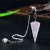Péndulo Colgante de Cristal Natural Péndulo de Frecuencia Ajustable Colgante Hexagonal de Amatista Cruda Collar Joyería para Yoga