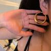 Aretes de Aro Ovalados Estilo Francés Lazy Retro de Alta Gama Europeo y Americano Niche Normcore Chapados en Oro y Plata