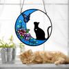 Colgante de Ventana Acrílico Colorido Gato Negro Decoración de Halloween Gato Captador de Luz Mariposa Regalo para Amantes de los Gatos