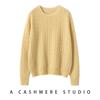 Suéter de Cachemira para Mujer 100% Cachemira Pura Casual Combinación de Colores Casual Trenzado Cuello Redondo Jersey para Fondo Cálido
