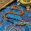 Corda de pingente de fio de algodão esfregado à mão estilo Xizang tecida à mão Corda de pingente Thangka Corda de colar com distintivo de Buda Corda de pingente de acessórios de prata do Xizang