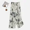 2026 Pantalones Nuevos de Algodón y Seda Verano Pantalones de Pijama de Algodón y Seda para Mujer Cintura Alta Pierna Ancha Estilo Delgado Se Pueden Usar Solos o Fuera de Casa Pantalones