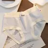 Ropa interior de algodón puro de cintura media, alta elasticidad, estilo Morandi suave estilo japonés, bragas tipo triángulo transpirables, suaves y amigables con la piel para niñas