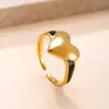 Joyería Nueva de Acero de Titanio Transfronteriza Anillo Abierto Ovalado Colgante de Amor Brillante con Aceite Negro Anillo de Acero Inoxidable Simple y de Moda