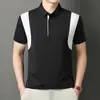 Nueva Camiseta de Manga Corta de Algodón Estilo Coreano para Hombre Verano 2024, Polo Delgado de Manga Corta de Seda de Hielo