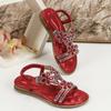Sandalias Planas Nuevas Transfronterizas Europeas y Americanas 2024 para Niñas con Flor de Pedrería Cómodas Combinan con Todo Punta Abierta Zapatos de Princesa para Niñas