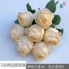 Rosa redonda de borde tostado de 7 cabezas rosa redonda de borde tostado de 2 cabezas comercio exterior mayoreo flor artificial decoración de ventana para el hogar flor de seda