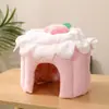 Escondite para hámster, nido cálido de algodón para hámster dorado, cobaya, chinchilla, escondite para mascotas pequeñas con forma de pastel, nido de algodón lindo y cálido
