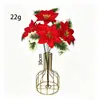 Terciopelo Navideño 5 Picos Ramo Flor Artificial Flor de Pascua Decoración del Hogar Adornos Paisajismo Flores Artificiales Venta Caliente Transfronteriza Al por Mayor