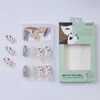 24 Piezas de Uñas Postizas Largas con Líneas en Contraste y Estampado de Leopardo, Uñas Postizas, Producto Terminado, Uñas Postizas Portátiles Desmontables, Mayoreo