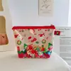 Bolsa de cosméticos de algodón transparente con arena movediza impresa para las fiestas navideñas bolsa de almacenamiento de cosméticos conmemorativa de las fiestas bolsa pequeña