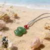 Pendente Instantâneo da Riqueza em Jade Verde Tian Shan do Ano do Cavalo Pingente de Cavalo com Acabamento Fino 3D Pingente de Colar em Seda Dourada e Jade Venda por Atacado