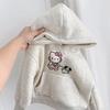 Moletom Espesso com Capuz Forrado de Lã para Meninas Outono e Inverno 2026 Nova Moda de Outono Roupa Infantil Estilosa Top