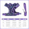 Coleira peitoral para animais de estimação com estampa floral, coleira tipo colete para cães, anti-fuga, respirável, refletiva, para cães de pequeno e médio porte