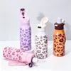 Taza Aislada con Estampado de Leopardo Altamente Atractivo Acero Inoxidable Tapa de Doble Uso con Popote para Coche y Deportes Mayoreo