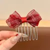 Pente de Cabelo com Laço Xadrez de Temperamento para Mulheres 2026 Novo Estilo Pente de Inserção para Franja Lateral do Cabelo Penteado de Cabelos Rebeldes Presilha de Cabelo Acessórios de Cabelo