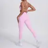 Em estoque Europeu e Americano Sensação Nua Sem Vergonha Linha Calças Esportivas Alça Sexy Costas Bonitas Corrida Fitness Calças Roupas de Yoga terno