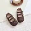 Zapatos de cuero retro para niña, colección primavera/otoño 2026, estilo popular, suela blanda, versátiles zapatos estilo Birkenstock para niñas, zapatos sencillos Meilad para niños