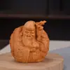 Salão Dourado Madeira Maciça Escultura Fu Lu Shou Samsung Três Deuses da Prosperidade Pega Pequenos Enfeites Animal de Estimação para Chá Artesanato em Escultura de Madeira Mesa