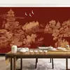 Fondo de pantalla de lujo ligero estilo chino moderno ático grulla voladora salón de té sala de ventas tela de pared estudio mural de alta gama