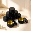 Lata metálica simple en blanco y negro con forma de tambor, lata vacía portátil para té, bálsamo, té de flores, granos de café, caja de embalaje metálica