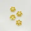 Cor dourada 14K que não desbota zircônia flor tampa flor oca conta de flor espaçador preto arma conta de espaçador pulseira de miçangas DIY colar acessórios de joias