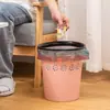 Cubo de basura con aro de presión para el hogar, simple, para sala de estar, oficina, con tapa, grande y pequeño, de plástico, papelera, para dormitorio, cocina, baño