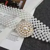 Cinturón de perlas de cuatro botones con decoración de diamantes, cadena de cintura elástica con perlas y cuentas para mujer, venta al por mayor