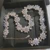 Collar de Girasol Diseño de Nicho Ins Moda para Mujer Chapado en Plata S925 Novia Sentido de Alta Calidad Zirconia Totalmente Diamantada Cadena de Cuello Flor