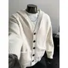 Chaqueta Cardigan de Punto con Capucha Gris Oscuro para Hombre Otoño/Invierno Estilo Perezoso Holgado Ropa de Punto Estilo Americano Cleanfit