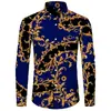 Camisa de manga larga de satén con estampado de cadenas estilo europeo para hombre Temu Xiyin, camisa casual, venta al por mayor de fábrica