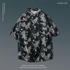 Camisa Floral de Manga Corta de Verano Estilo Japonés Estilo Hong Kong Retro Moderna Holgada para Hombres Playa Hawaiana Parejas