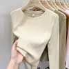 Camiseta de manga longa fina e justa com acolchoamento quente de veludo canelado para outono e inverno, top feminino, atacado transfronteiriço TEMU