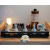Olla de Aceite Esencial para Spa Tailandés Salón de Belleza Cerámica Hoja Botella de Aceite Esencial Aromaterapia Mezcla Dispensación Bandeja de Spa Set